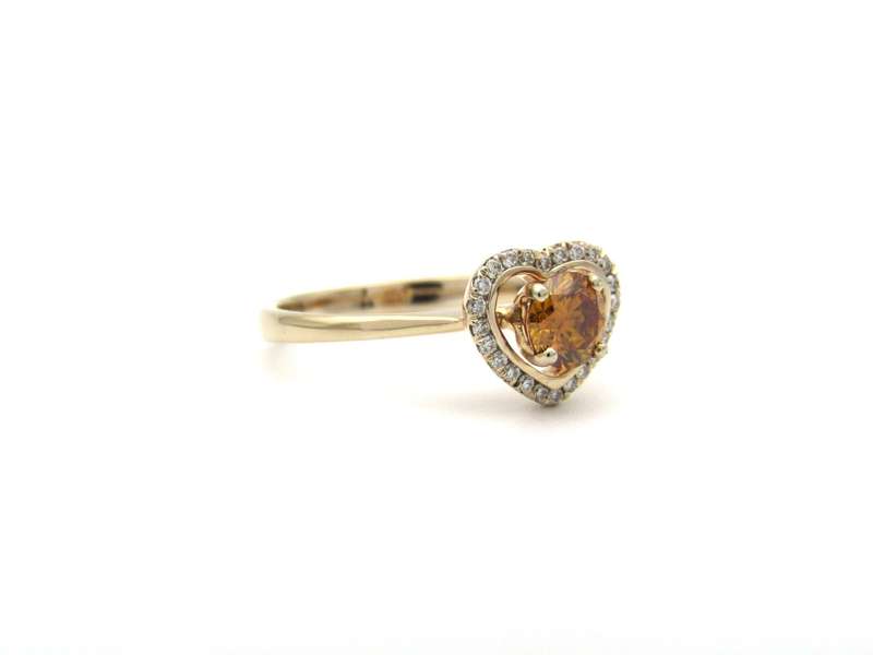 18K gold Orange diamond halo ring.