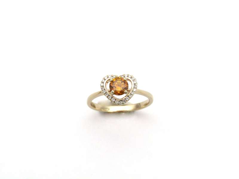 18K gold Orange diamond halo ring.