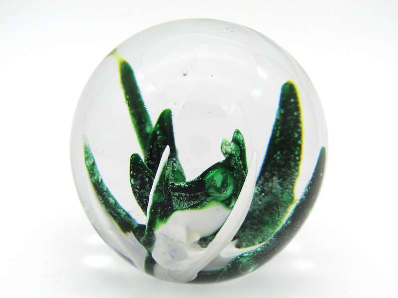 Wedgwood Green & White Art Glass paperweight, Circa 1970's.