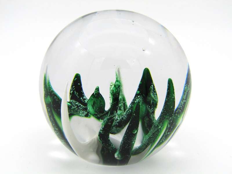 Wedgwood Green & White Art Glass paperweight, Circa 1970's.