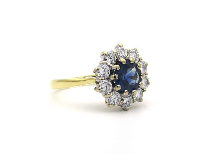 18K gold sapphire and diamond ring, London, 1995.