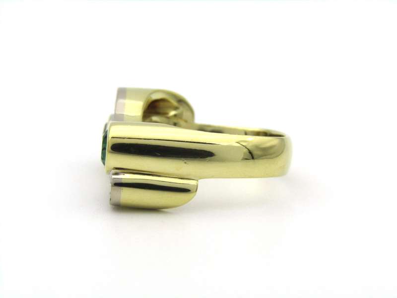 18K gold tourmaline and diamond ring by Uwe Koetter, circa 1990.