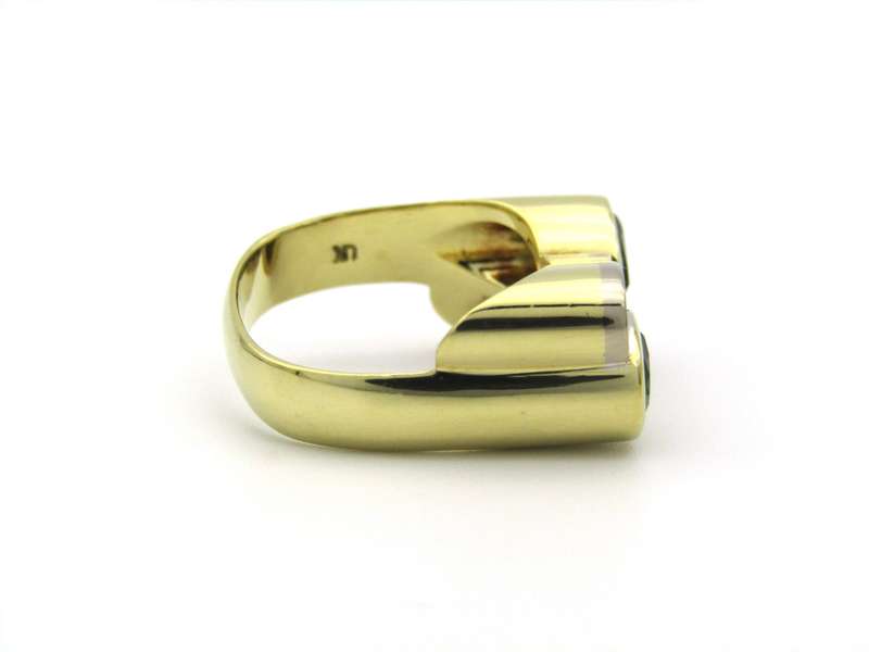 18K gold tourmaline and diamond ring by Uwe Koetter, circa 1990.