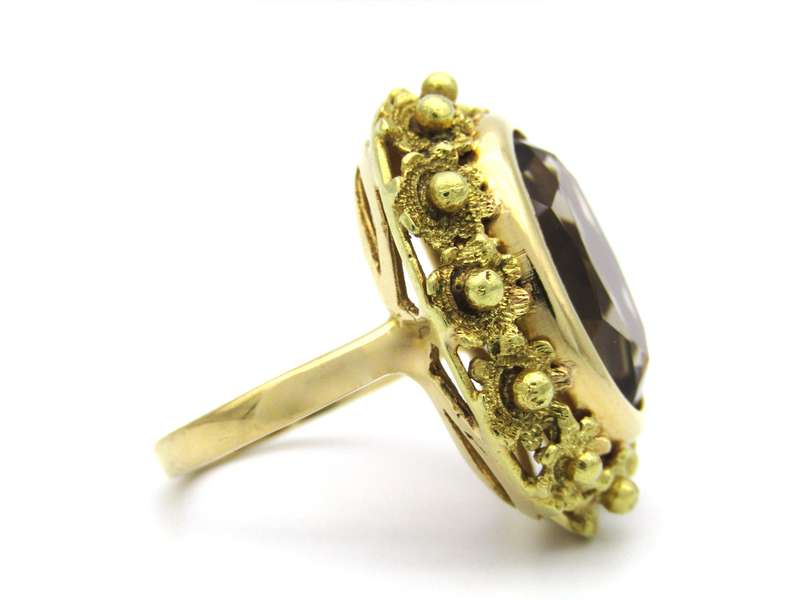 18K gold Italian smoky quartz ring.