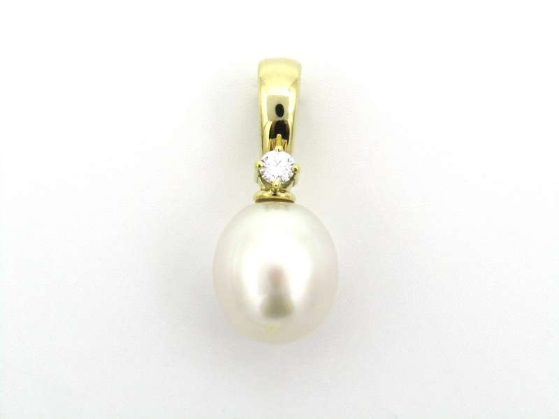 14K gold South Sea pearl and diamond enhancer/pendant.