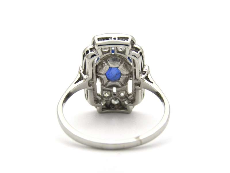 Platinum Art Deco sapphire and diamond ring.