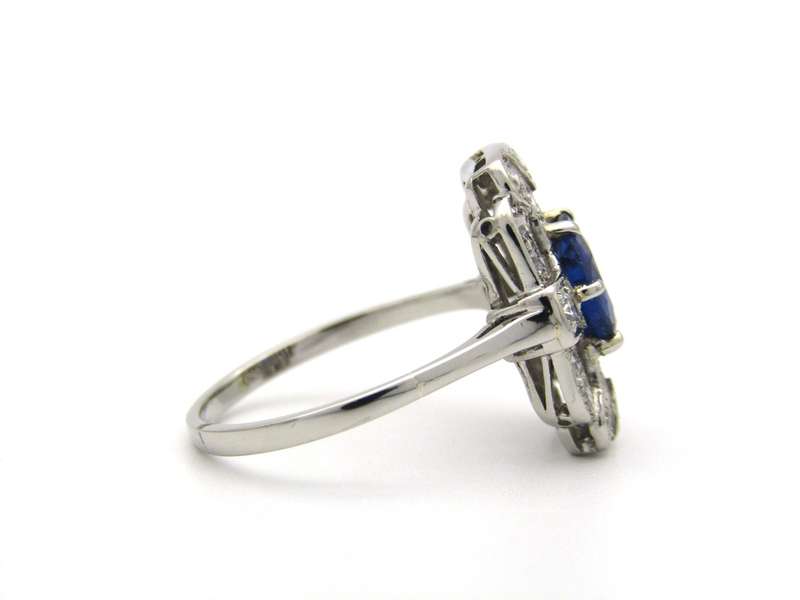Platinum Art Deco sapphire and diamond ring.