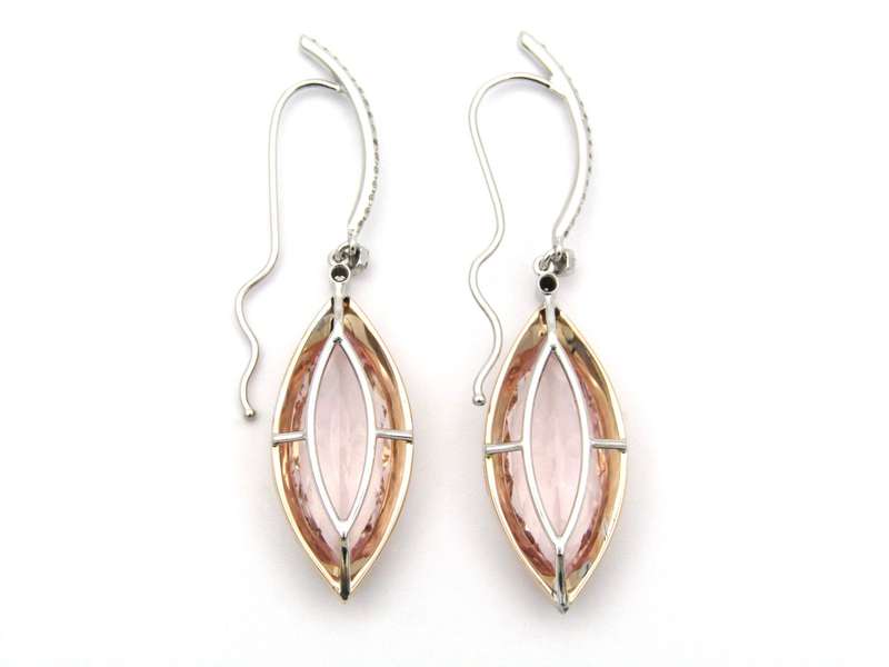 Platinum and 14K gold morganite and diamond earrings by M&V Vanguard & Co.