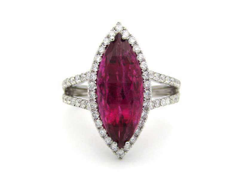 18K gold rubellite tourmaline and diamond ring by Jack Friedman.