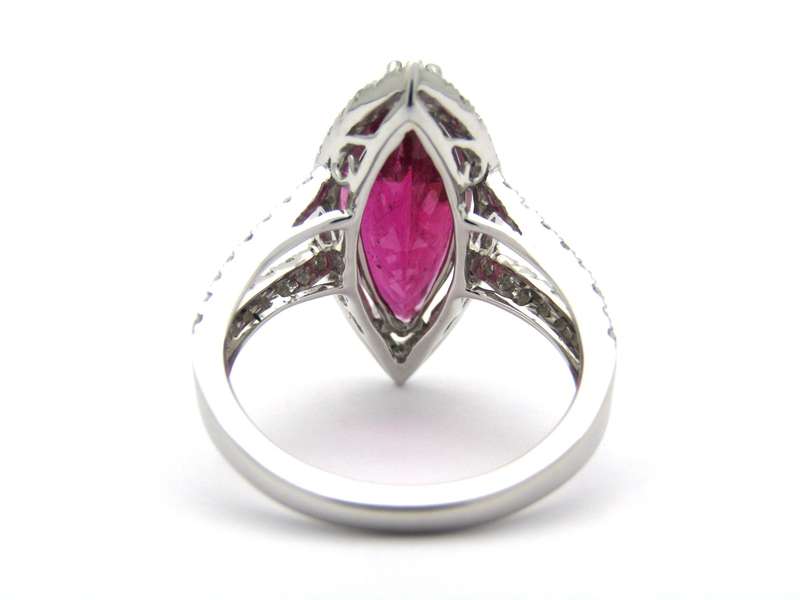 18K gold rubellite tourmaline and diamond ring by Jack Friedman.