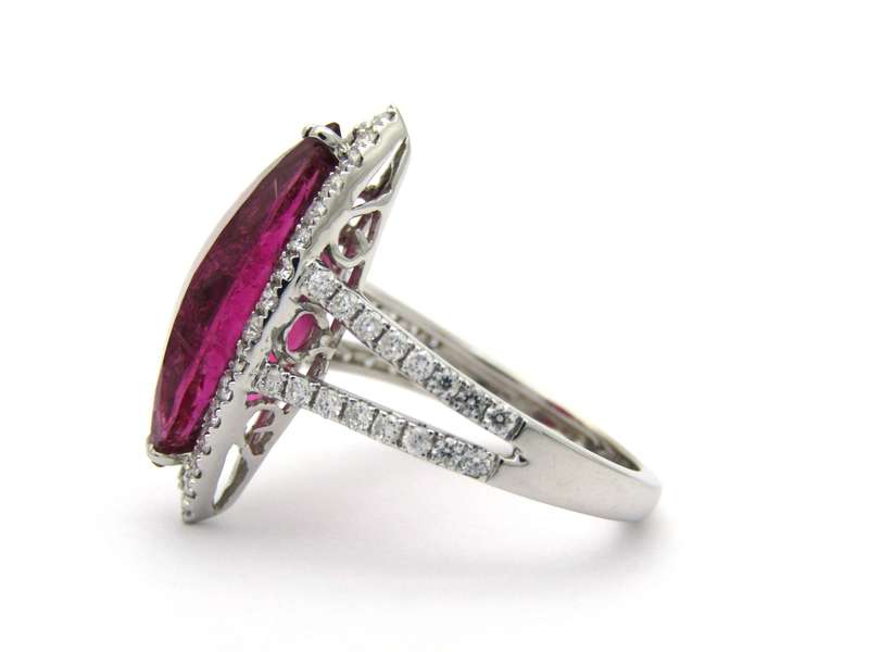 18K gold rubellite tourmaline and diamond ring by Jack Friedman.