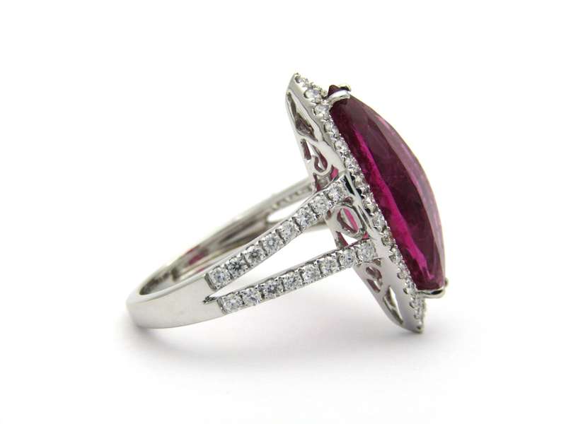 18K gold rubellite tourmaline and diamond ring by Jack Friedman.