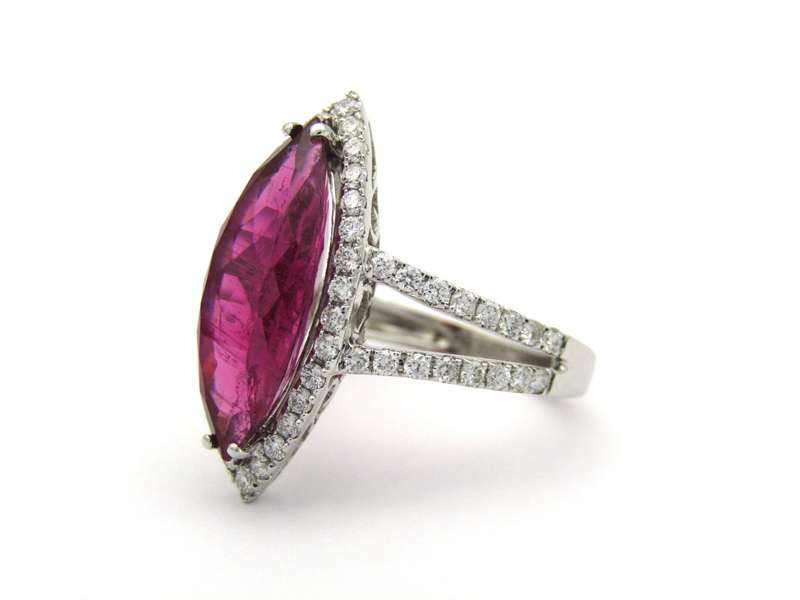 18K gold rubellite tourmaline and diamond ring by Jack Friedman.