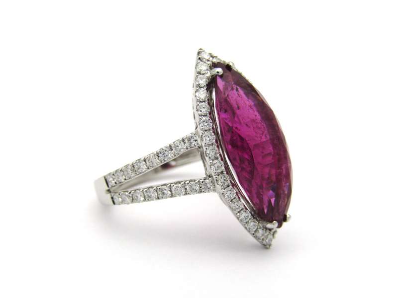18K gold rubellite tourmaline and diamond ring by Jack Friedman.