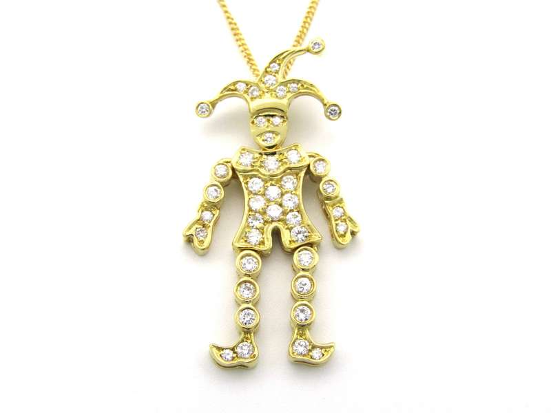 18K gold articulated diamond "Jester" pendant, circa 1980.