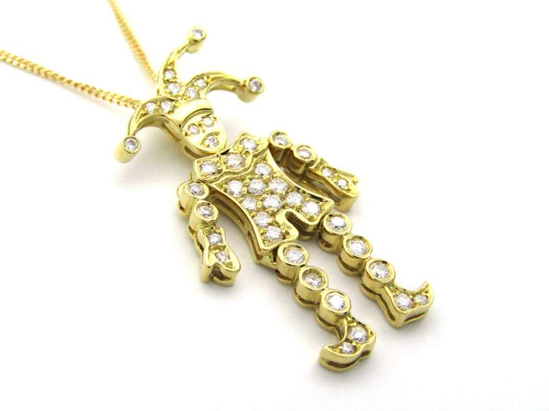 18K gold articulated diamond "Jester" pendant, circa 1980.