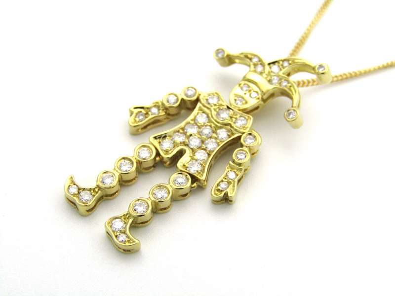 18K gold articulated diamond "Jester" pendant, circa 1980.