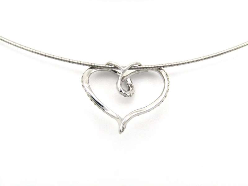 18K gold diamond heart slide pendant.