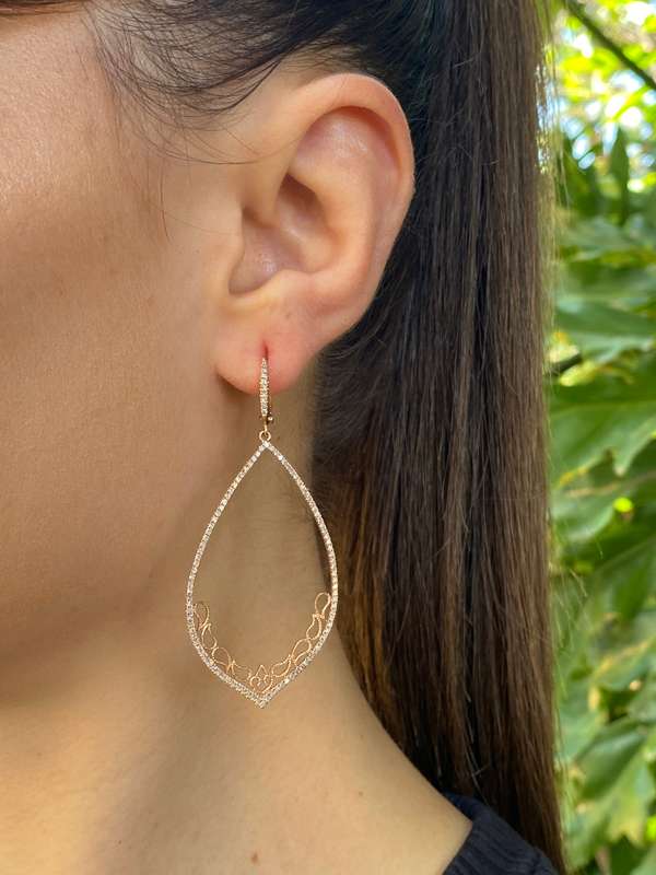 14K gold diamond dangle  earrings