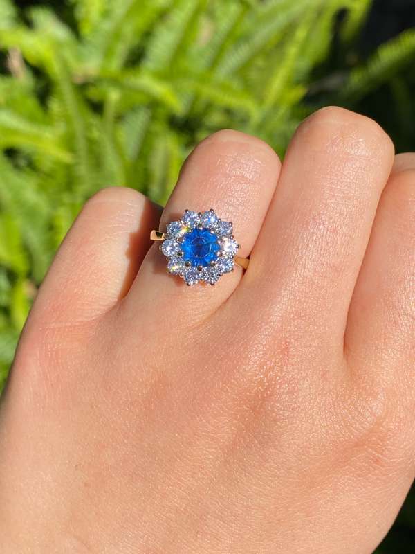 18K gold sapphire and diamond ring, London, 1995.