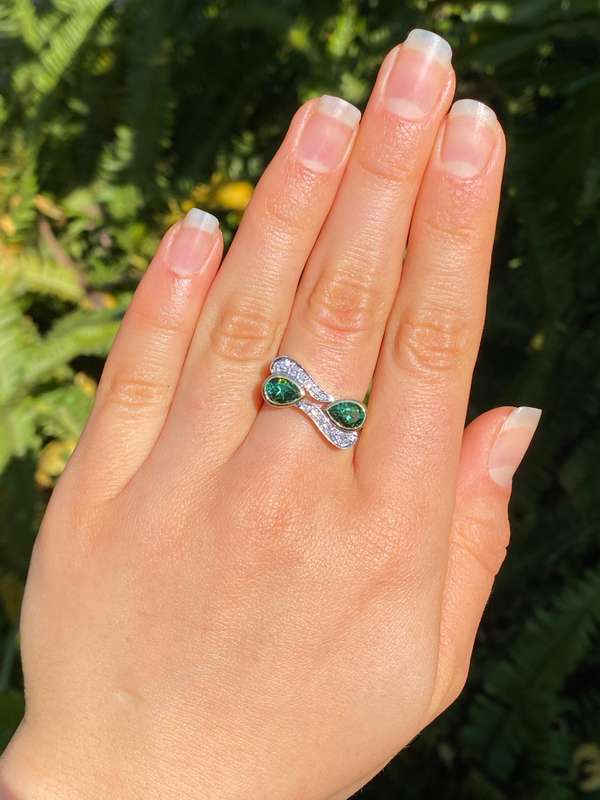 18K gold tourmaline and diamond ring by Uwe Koetter, circa 1990.