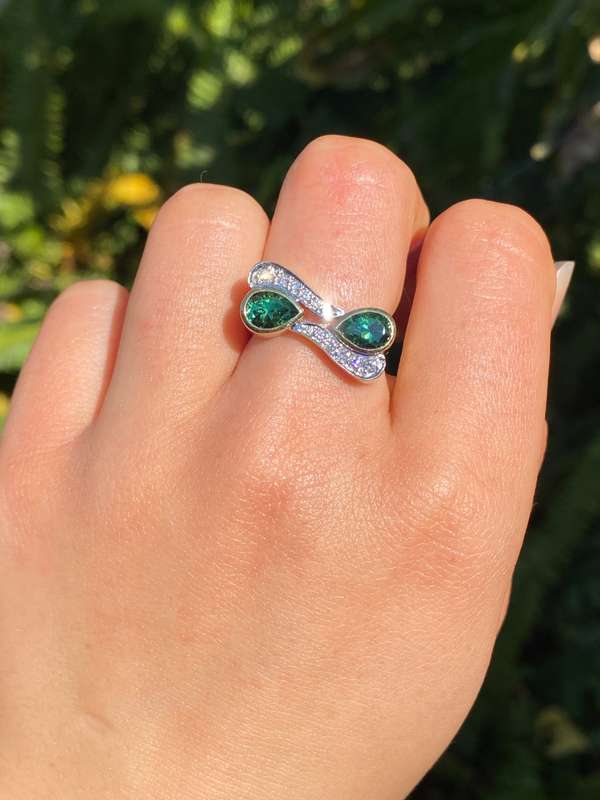 18K gold tourmaline and diamond ring by Uwe Koetter, circa 1990.