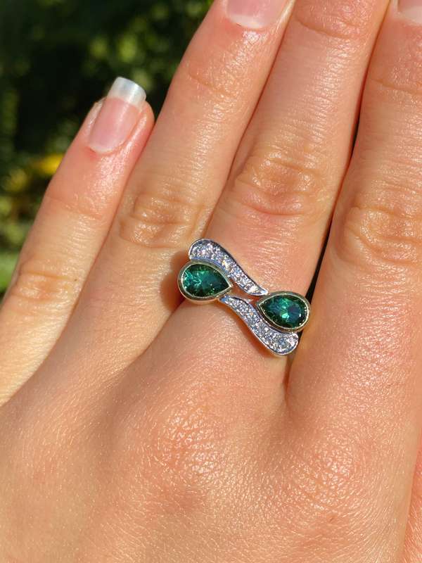 18K gold tourmaline and diamond ring by Uwe Koetter, circa 1990.