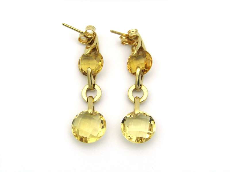 18K gold citrine and diamond earrings by Kiara.