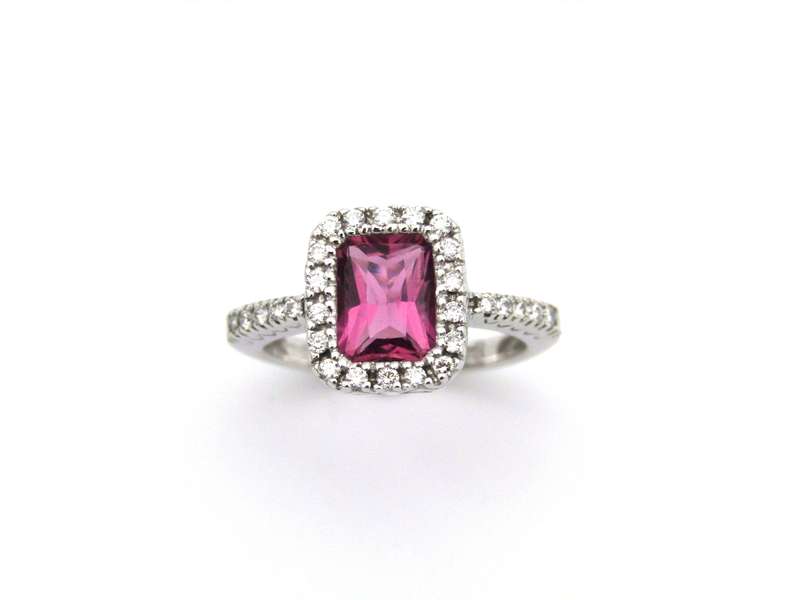 14K gold Pink Tourmaline and diamond ring.