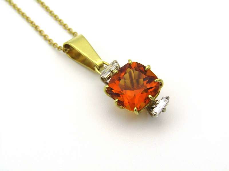 18K gold citrine and diamond pendant by Browns.
