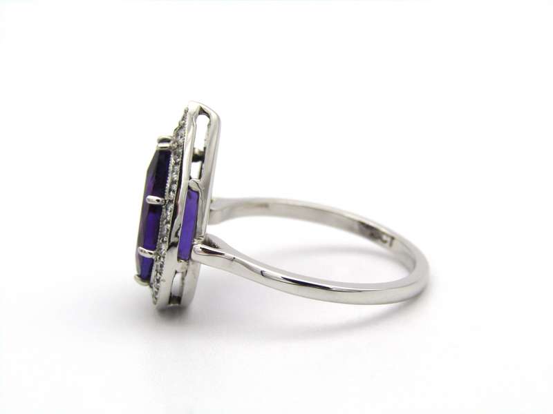 18K gold amethyst and diamond ring.