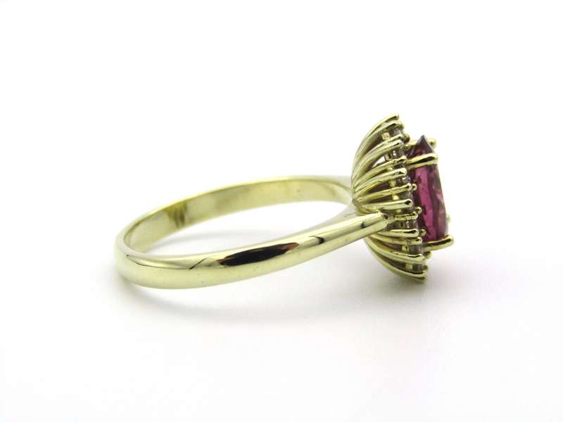 14K gold Pink Tourmaline and diamond ring.