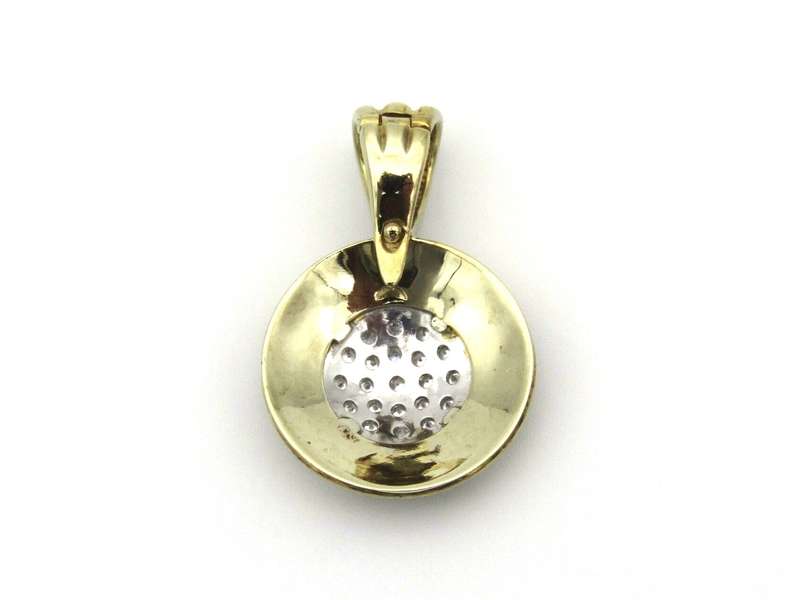9K gold blue enamel and CZ pendant by Jenna Clifford.