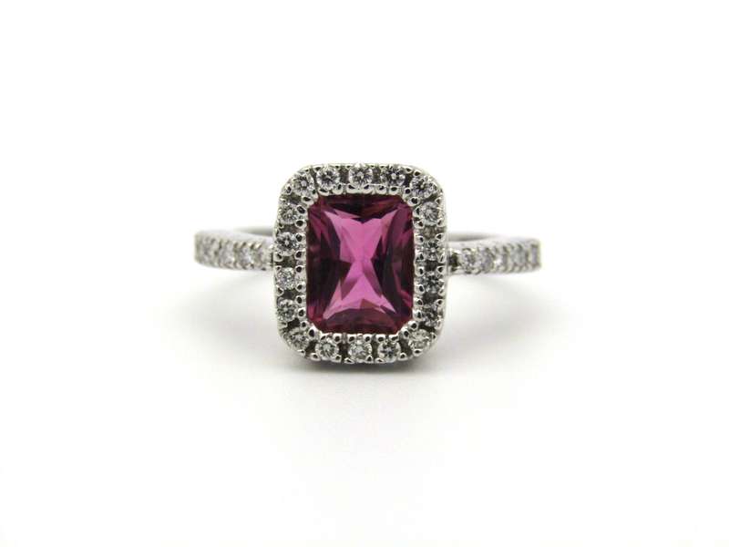 14K gold Pink Tourmaline and diamond ring.