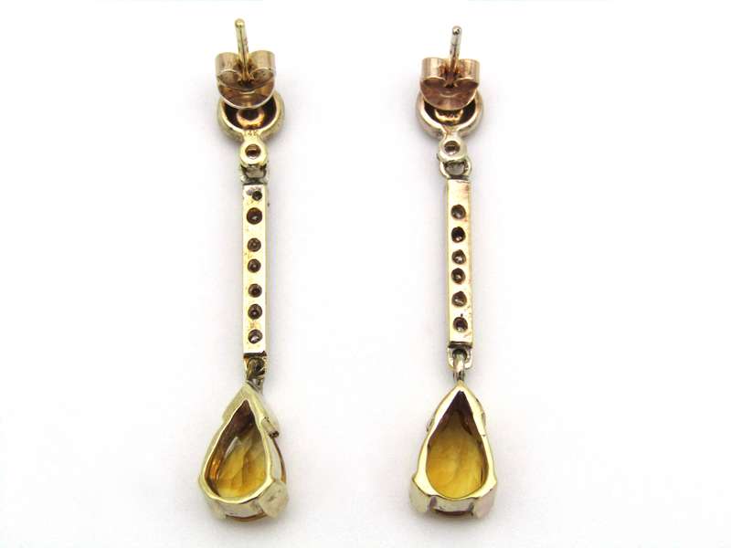 14kt gold citrine and diamond earrings.