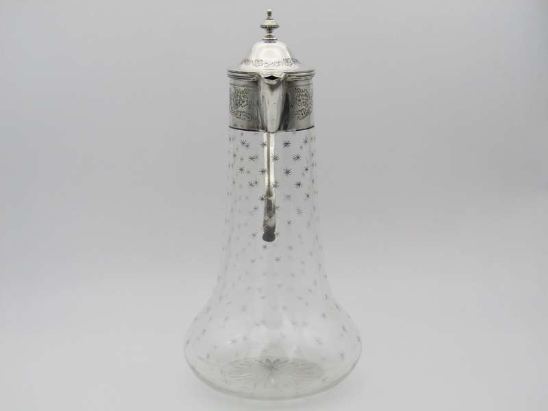 Sterling silver mounted cut glass claret jug by Thomas Henry Blake, Sheffield 1913.