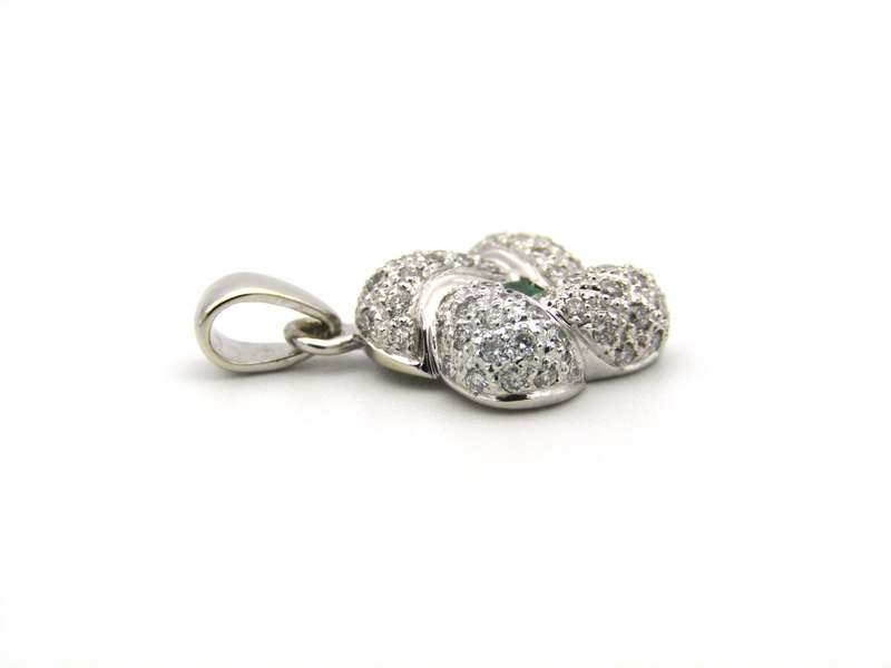 18K gold emerald and diamond pendant.