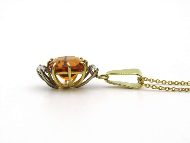 18K gold citrine and diamond pendant by Browns.