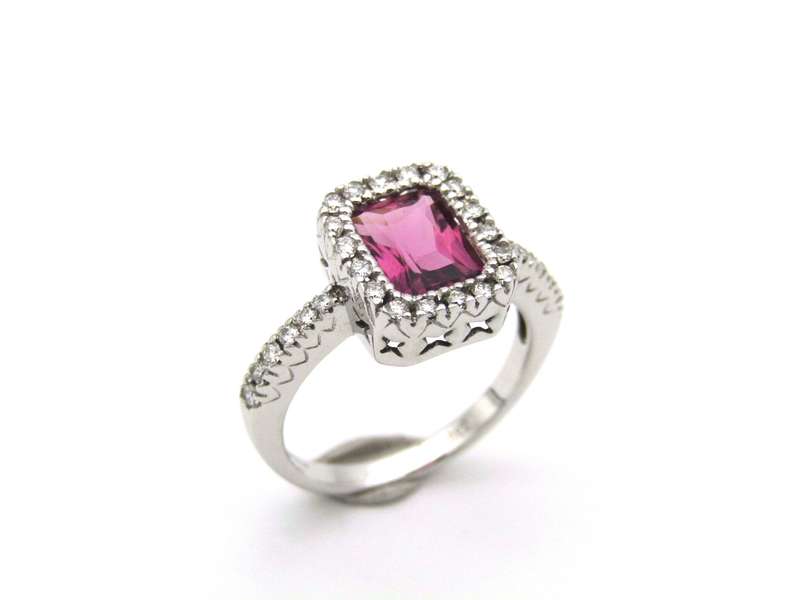 14K gold Pink Tourmaline and diamond ring.