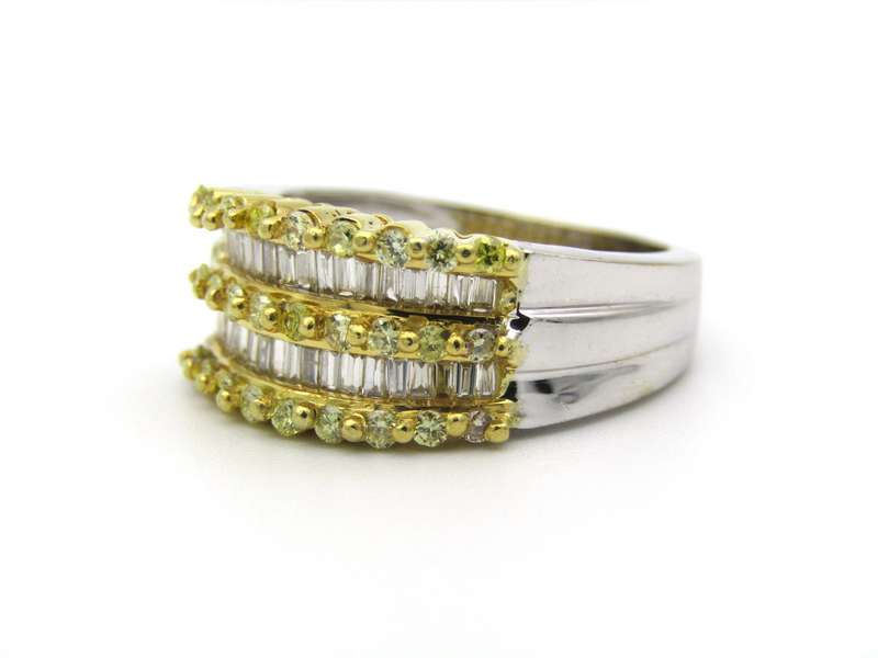 18K gold yellow and colourless diamond ring.