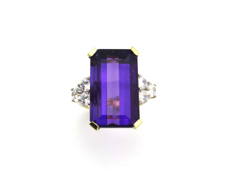 18K gold amethyst and CZ ring by AKAPO.