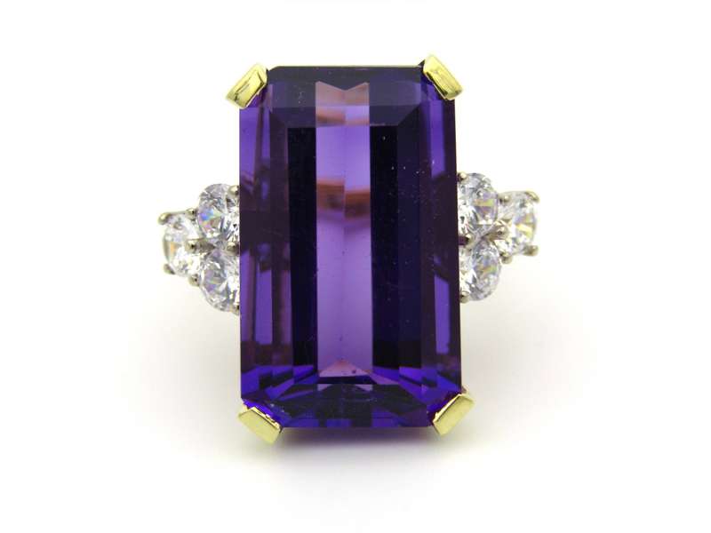 18K gold amethyst and CZ ring by AKAPO.