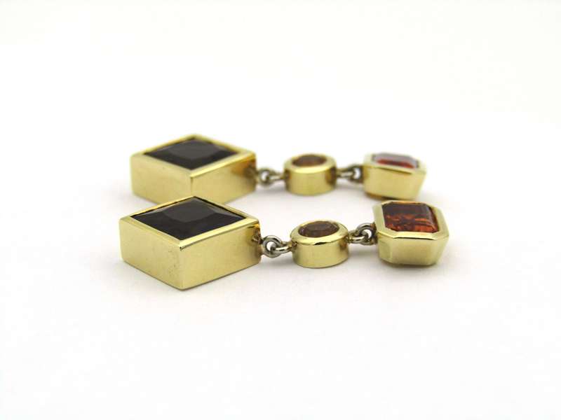 18K gold citrine and smoky quartz earrings.