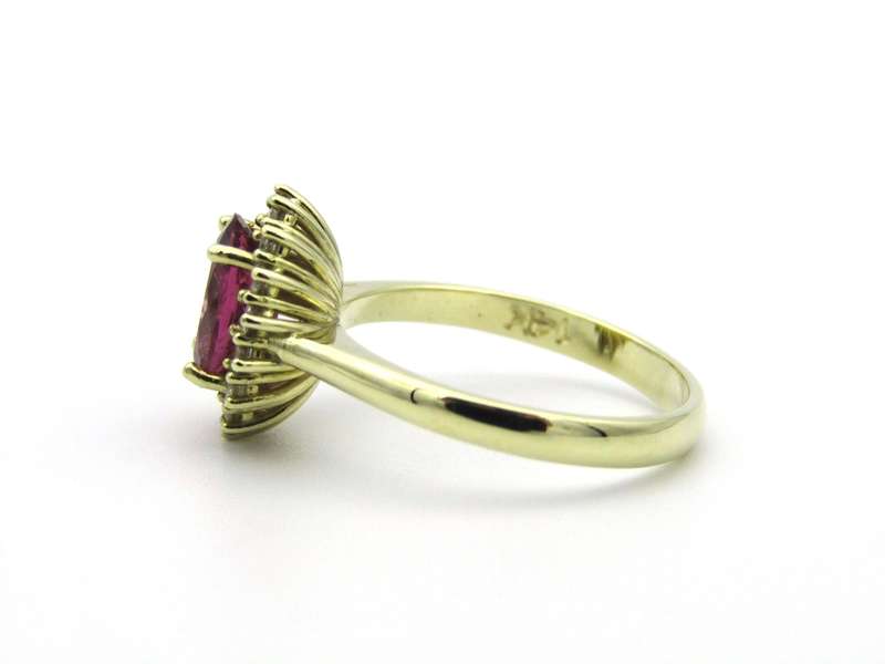 14K gold Pink Tourmaline and diamond ring.