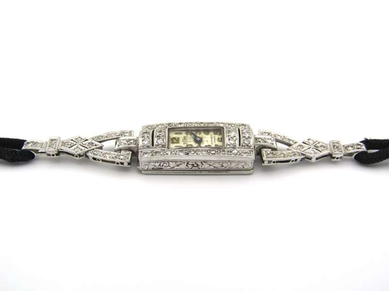 Platinum and diamond Art Deco watch.