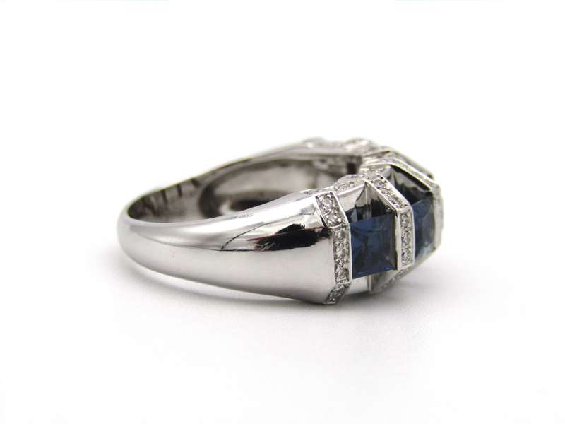 18K gold sapphire and diamond ring.