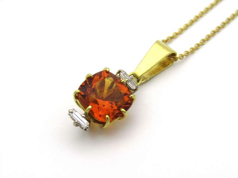 18K gold citrine and diamond pendant by Browns.