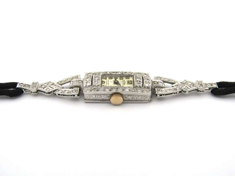 Platinum and diamond Art Deco watch.