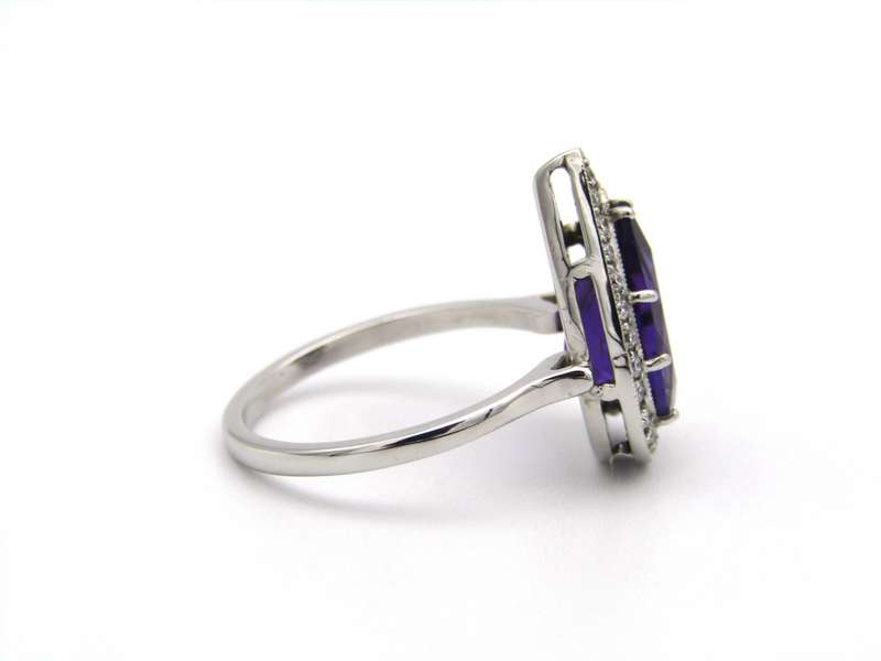 18K gold amethyst and diamond ring.