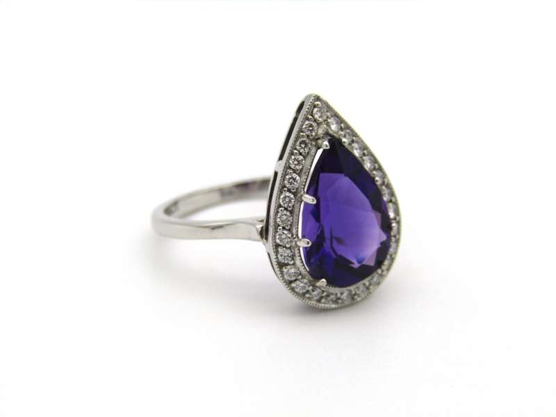 18K gold amethyst and diamond ring.